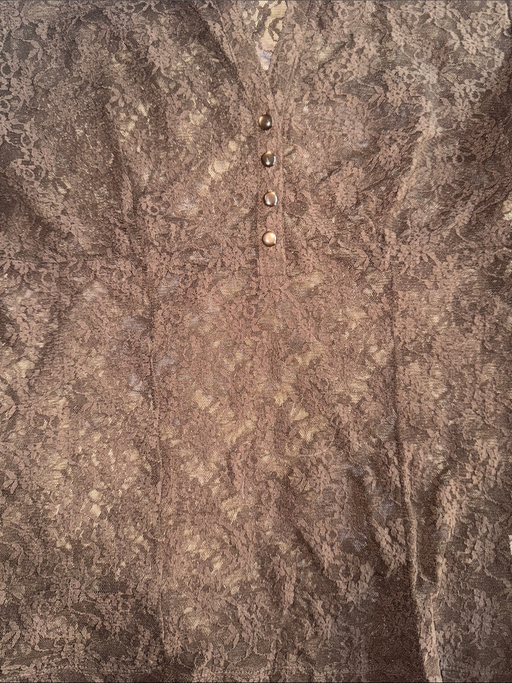 Apt.9 Brown Lace Button-Front Dress Sheer Top Y2K Cottagecore Poetcore - Picture 8 of 11